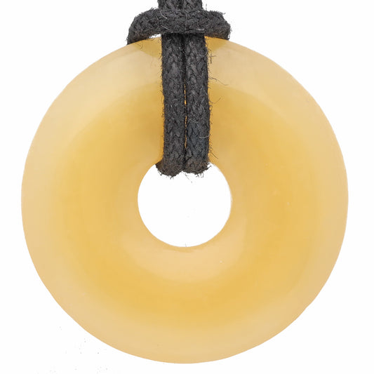 Orangencalcit (Aragonit) Donut | 30 mm Anhänger + Baumwollband