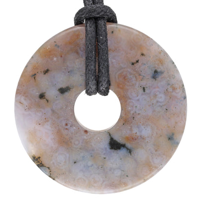 Ozeanjaspis Donut | 30 mm Anhänger + Baumwollband