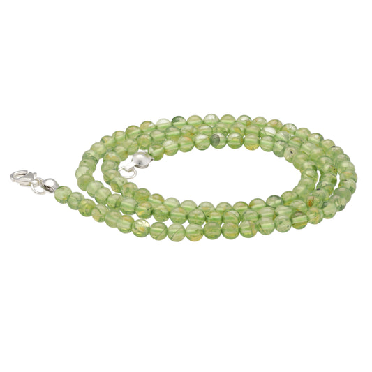 Peridot Kugelkette | Ø 4mm mit 925er Silber Verschluss | 45cm