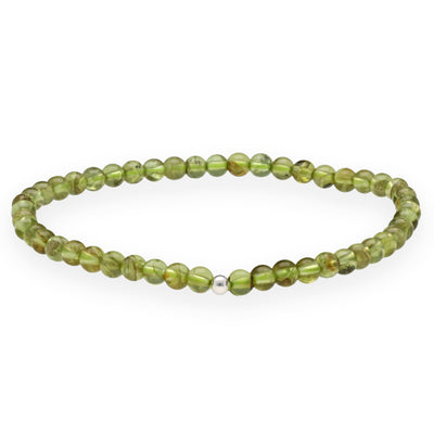 Peridot Kugelarmband 4mm | Mit Silberkugel
