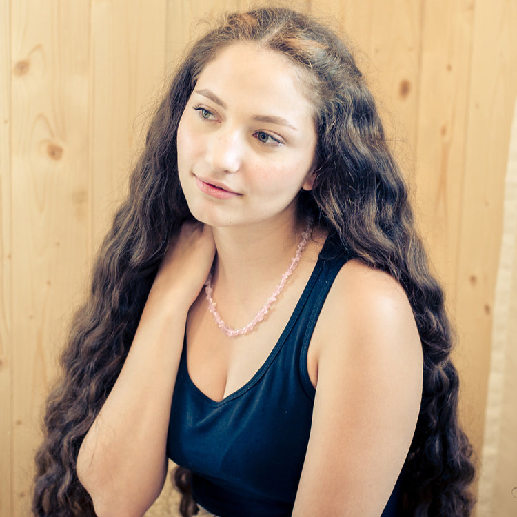 Rosenquarz Splitterkette | 45 cm + Verschluss