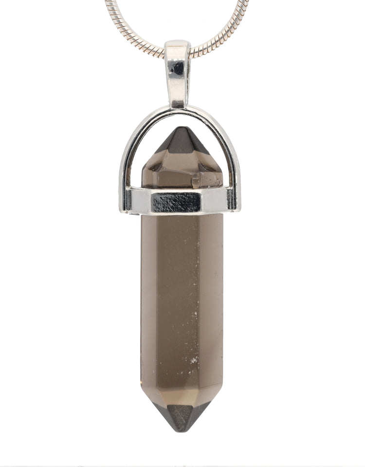 Rauchquarz | Doppelspitze, gefasst | silberfarbene Öse