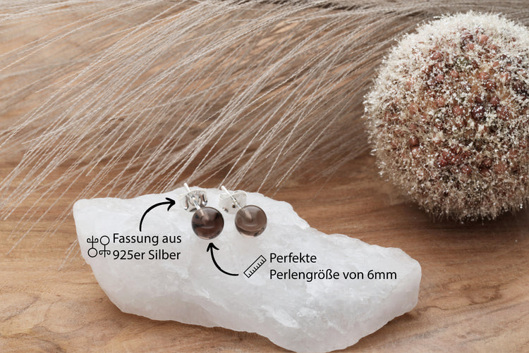 Rauchquarz Ohrstecker 6 mm | 925er Silber