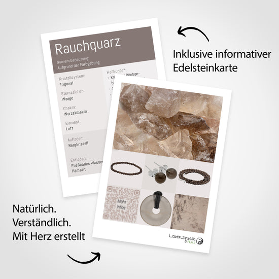 Rauchquarz Edelsteinkarte – im Lieferumfang enthalten