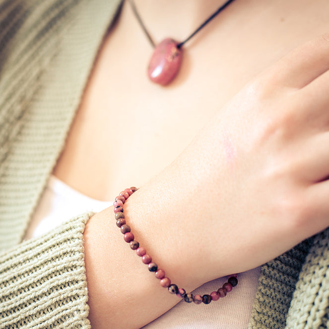 Rhodonit Mini-Kugelarmband | 4 mm