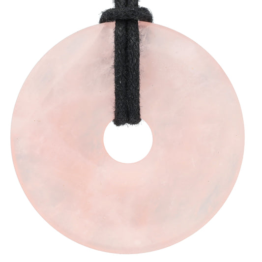 Rosenquarz Donut | 40 mm Anhänger + Baumwollband