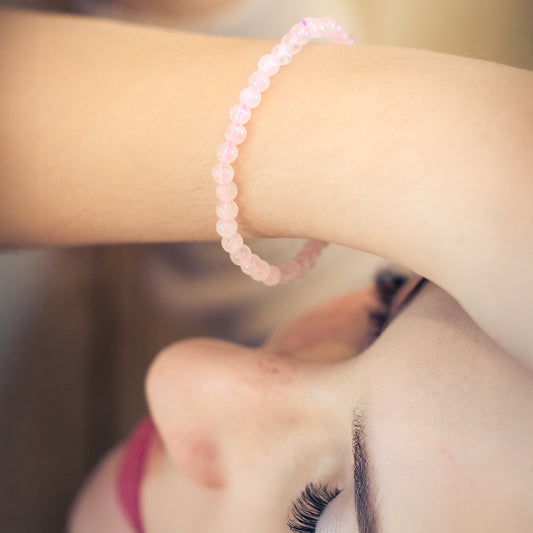 Rosenquarz Mini-Kugelarmband | 4 mm