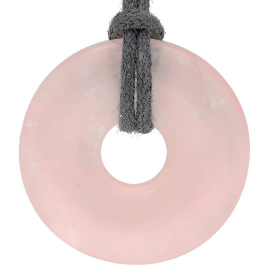 Rosenquarz Donut | 30 mm Anhänger + Baumwollband