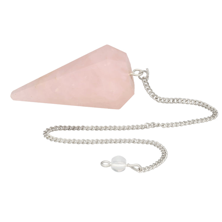 Rosenquarz Pendel, geschliffen facettiert