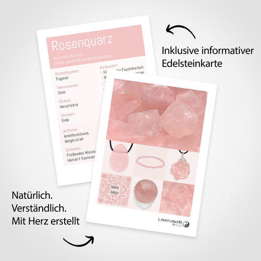 Rosenquarz Edelsteinkarte – im Lieferumfang enthalten