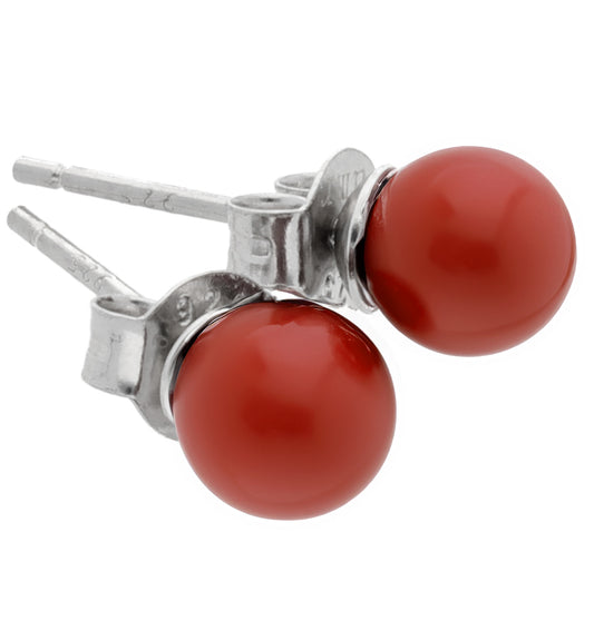 Jaspis, rot Ohrstecker 6 mm | 925er Silber