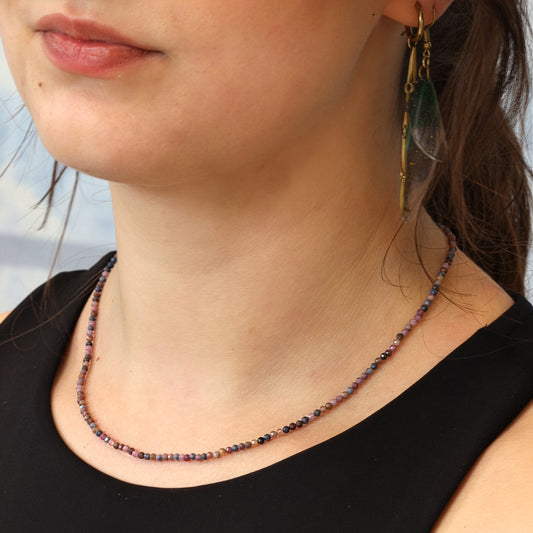 Rubin-Saphir | Hochwertige Halskette | 2 mm