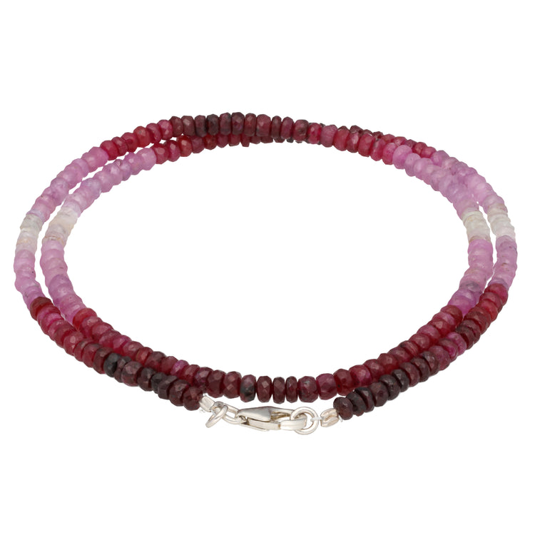 Rubin Kette facettiert | Mit Farbverlauf - 45 cm + Verschluss