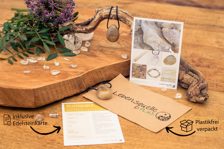 Colgante gota de cuarzo rutilado