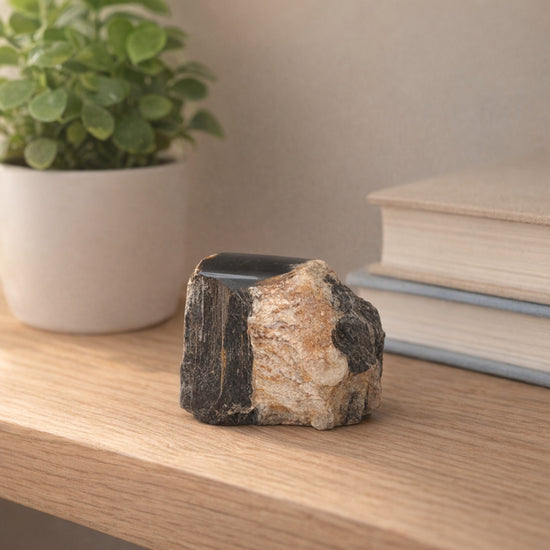 Turmalin, schwarz (Schörl) Rohstein anpoliert | B-Qualität | 3-6 cm