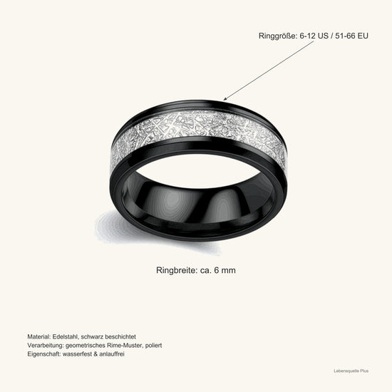 Edelstahl Ring schwarz – Geometric Circle Partnerring im Vintage-Stil