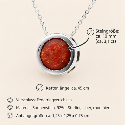 Sonnenstein Solitär-Anhänger mit Kette | 925er Silber | 45 cm