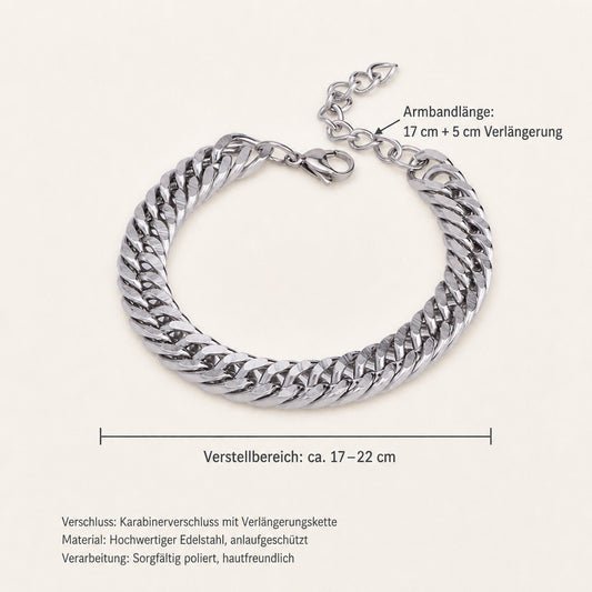 [slot:PT03] Edelstahl Armband – schlicht & robust, 17 cm + 5 cm Verlängerung