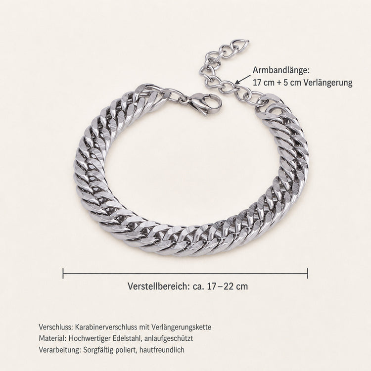 [slot:PT03] Edelstahl Armband – schlicht & robust, 17 cm + 5 cm Verlängerung