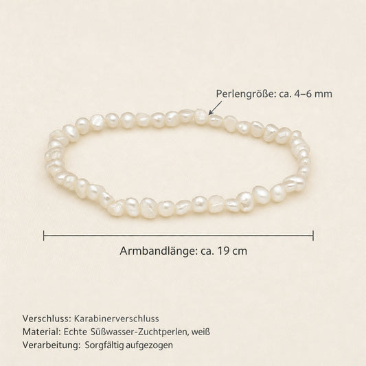 Süßwasser-Perlen-Armband Weiß – 19 cm Eleganz