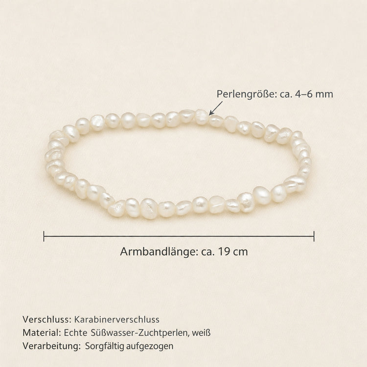Süßwasser-Perlen-Armband Weiß – 19 cm Eleganz