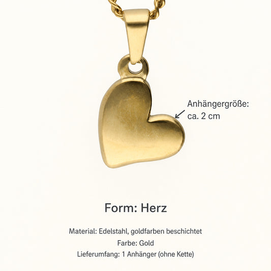 Edelstahl Herzanhänger Gold – Filigraner Herz-Charm