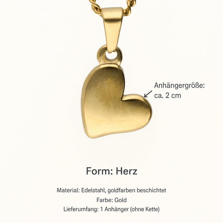 Edelstahl Herzanhänger Gold – Filigraner Herz-Charm