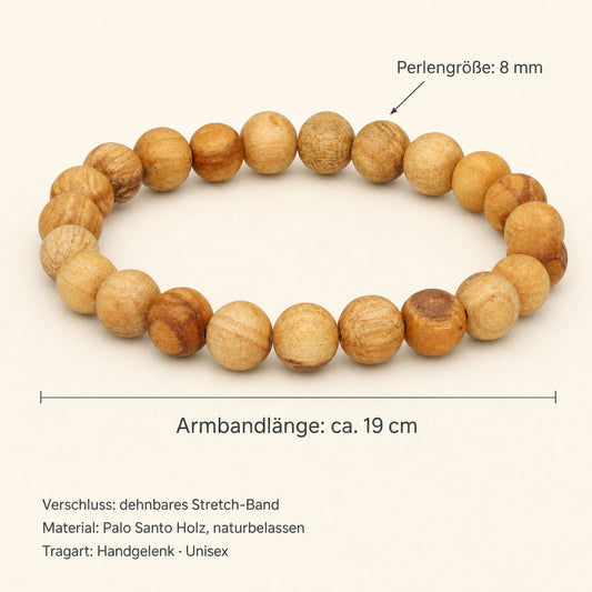 Palo Santo Holzarmband 8 mm – Heiliges Holz mit erdigem Duft