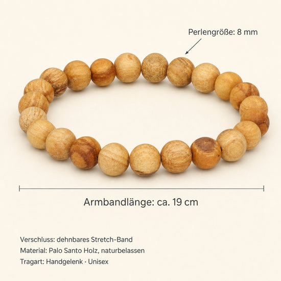 Palo Santo Holzarmband 8 mm – Heiliges Holz mit erdigem Duft