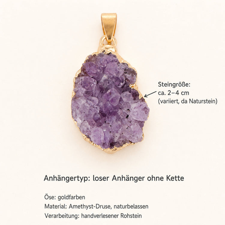 Amethyst-Drusen Rohstein Anhänger gold – Naturstein Kettenanhänger