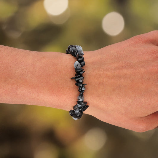 Schneeflockenobsidian Splitterarmband