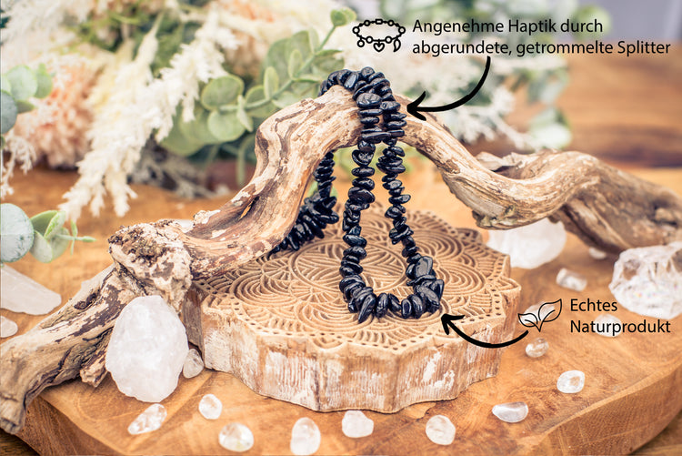 Turmalin, schwarz (Schörl) Splitterkette | 45cm mit Verschluss