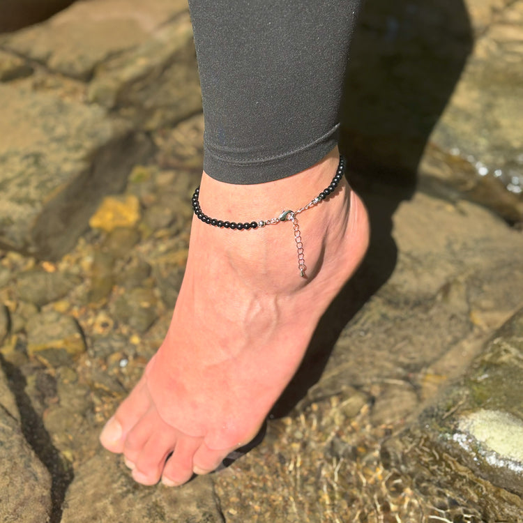 Turmalin/Schörl Fußkettchen | 4mm