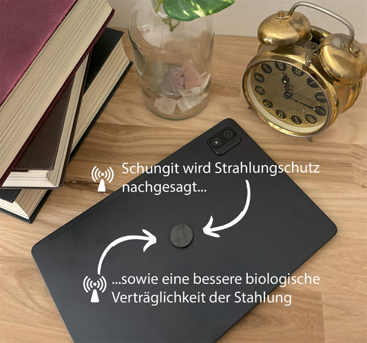 Schungit Aufkleber 4er-Set | Schutzplättchen vor EMF Strahlung