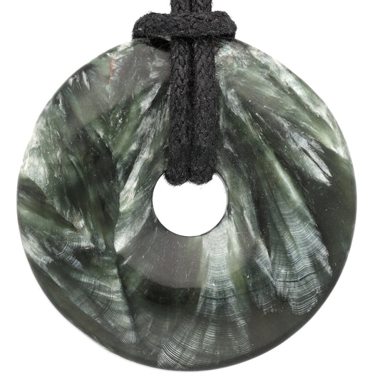 Seraphinit Donut | 30 mm Anhänger + Baumwollband