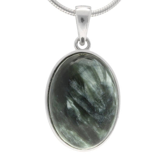 Seraphinit Anhänger (oval) in Silber gefasst