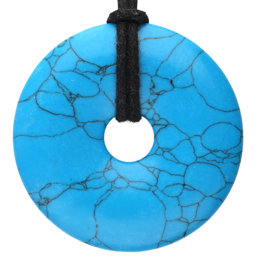 Türkis (rekonstruiert) Donut | 40 mm Anhänger + Baumwollband