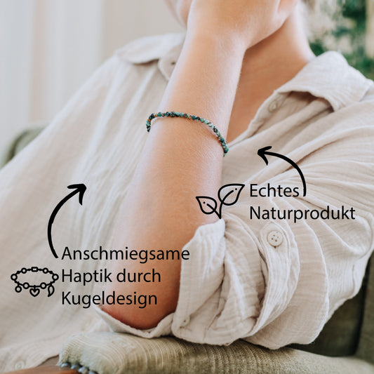 Türkis, natur Mini-Kugelarmband | 4 mm