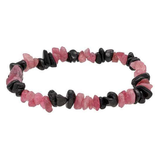 Turmalin, Splitterarmband schwarz (Schörl) + Rot (Rubellit)