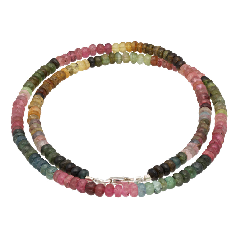 Collier en tourmaline multicolore facettée | 45 cm + fermoir