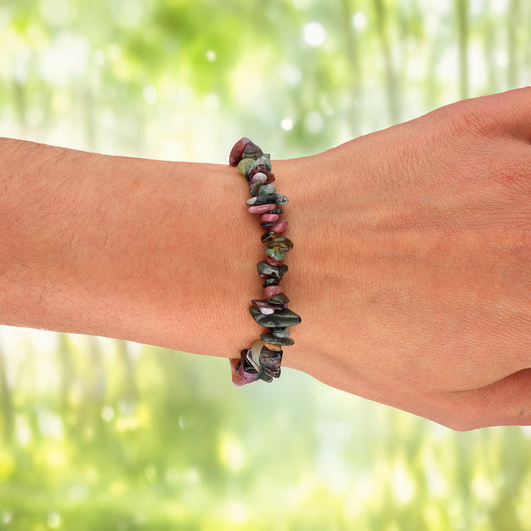Pulsera de chips de turmalina multicolor