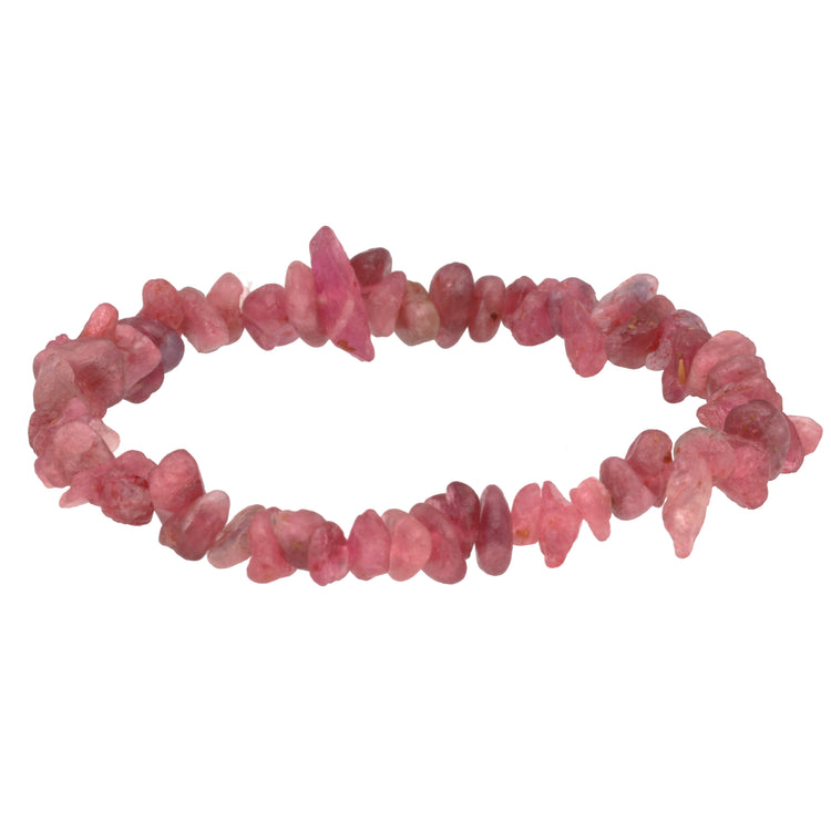 Pulsera de chips de turmalina roja (rubelita)