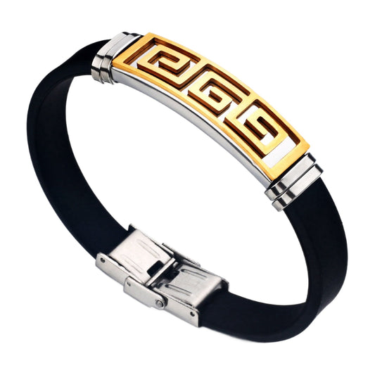 Silikon-Armband mit Edelstahl-Platte — Gold