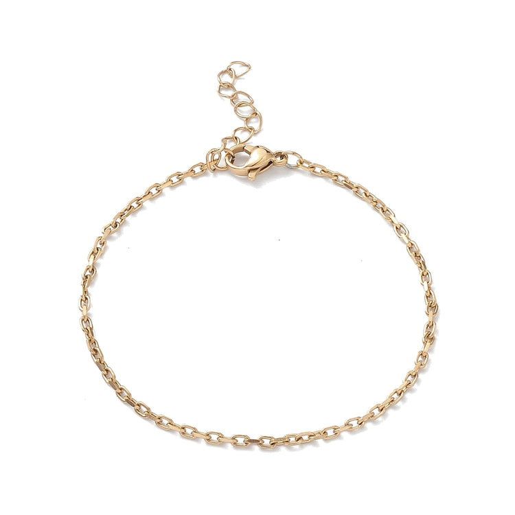 Feines Kabelketten-Armband aus Edelstahl — 17,2 cm, gold oder stahlfarben – Gold