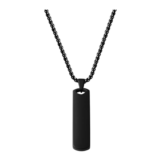 Barren-Anhänger zum Gravieren — Edelstahl, Kette 55 cm – Schwarz