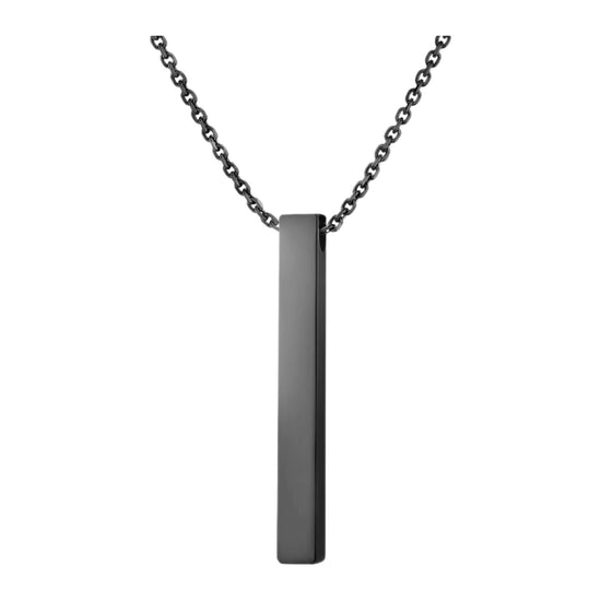Säulen-Anhänger 40 mm — Edelstahl, Kette 45+5 cm – Schwarz