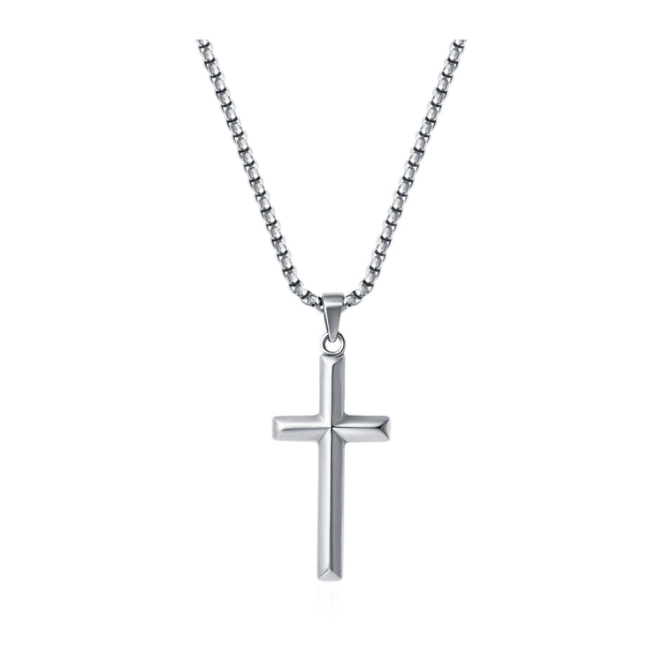 Kreuz-Anhänger klassisch 45 mm — Edelstahl, Kette 55 cm – Stahlfarben