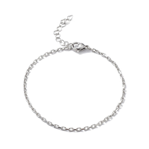 Feines Kabelketten-Armband aus Edelstahl — Stahlfarben