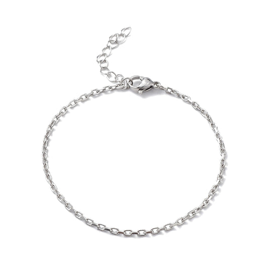 Feines Kabelketten-Armband aus Edelstahl — Stahlfarben