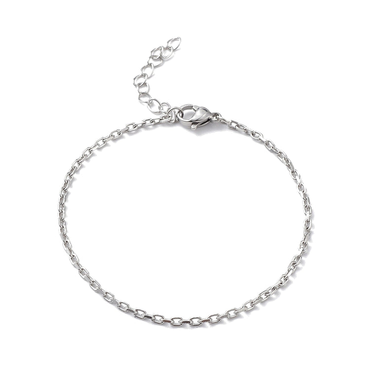 Feines Kabelketten-Armband aus Edelstahl — Stahlfarben